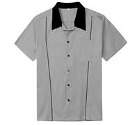 Candow Look Man Shirt Rockabilly Short Sleeve Vintage Style UK Design Cotton Men Tops-Grey