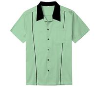 Candow Look Man Shirt Rockabilly Short Sleeve Vintage Style UK Design Cotton Men Tops-Mint Green