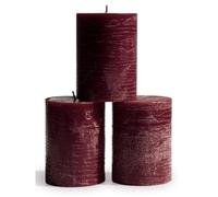 CANDWAX Juego de 3 Velas de Pilar de 3 x 4 Pulgadas, Rústicas Decorativas Sin Perfume y Sin Goteo, Ideales para Decoración del Hogar o Interior