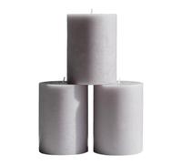 CANDWAX Juego de 3 velas de pilar de 3x4 inch, velas rústicas decorativas sin perfume y sin goteo, ideales como velas de boda o velas grandes para el interior del hogar, velas gris claro