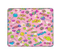 Candy - Alfombrilla de mouse pequeña, diseño de corazón colorido con piruleta de verano, melocotón, cuadrada, suave, portátil, mini alfombrilla de mouse para escritorio, decoración para el hogar