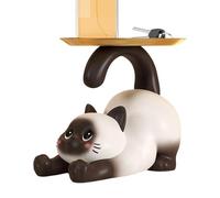 Candy Bowl - Cat Desk Ornament Resin Material with Storage Tray | Decorative Kitten Key Dish for Trinket Entryway Table | For Home Living Room Bedroom Cabinet Desktop Shelf Decor Use
