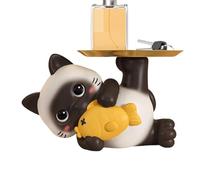 Candy Bowl - Cat Desk Ornament Resin Material with Storage Tray | Decorative Kitten Key Dish for Trinket Entryway Table | For Home Living Room Bedroom Cabinet Desktop Shelf Decor Use