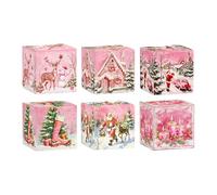 Candy Box - Baking Boxes | Food Box | 6X Pink Holiday Baking Boxes, Christmas Candy Box, Home Decoration Party Supplies Christmas Goodie Boxes For Cupcakes, Galletas, Pastries, Brownies