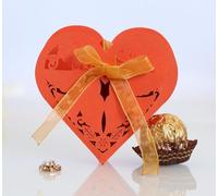 Candy Box Cajas de dulces con forma de corazón for bodas, cumpleaños, fiestas, embalajes y decoración.(Orange Red)