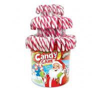 Candy Cane - Bastones de Caramelo de Navidad - Garrotas Tradicionales en Bote de 100 Unidades | Dulces Decorativos para Árbol, Fiestas y Regalos Navideños (Blanco/Rojo)