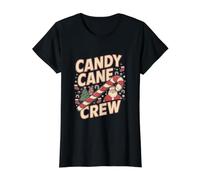 Candy Cane Crew Funny Christmas Candy Lover Navidad Camiseta gráfica económica, Mujer, Negro, XL