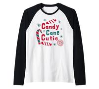 Candy Cane Cutie, Divertida Familia navideña a Juego Camiseta Manga Raglan