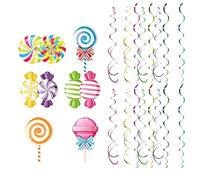 Candy Ceiling Streamers - Lollipop Spiral Hanging Art for Celebration Styling | 48 Piece Vibrant Swirl Display with Lightweight Build & Playful Motion Effect for Bedroom, Apartment and Holiday