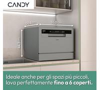 CANDY CP6E51LS Lavavajillas De Apoyo 55Cm 6Cubiertos 8Programas Plata Cl.E