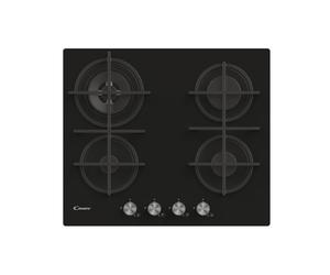 Candy CVG6BR4WPB Quemador Encimera 60CM 4 Gas Rejillas Fundido Vidrio Negro