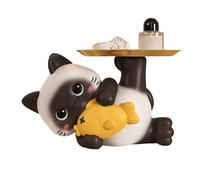 Candy Dish - Cat Shaped Treat Container Bowl, Decorative Resin Figurine Tray with Storage Space, Compact Organizer Display Function, Ideal for Entryway Table Living Area Bedroom Cabinet Styling