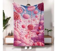 Candy Fantasy - Manta de felpa con diseño de piruleta de melocotón, acogedora y suave para todas las estaciones, perfecta para decoración de sofá y dormitorio, 60 x 80 pulgadas