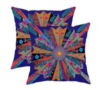Candy - Fundas de almohada para exteriores, bohemias, e ticas, flores, verano, azul vibrante, impermeables, para todo tipo de clima, para porche delantero, banco, terraza, muebles, 14 x 14 pulgadas