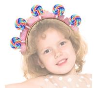 Candy Headband for Kids - Pink Lollipop Hair Accessory | 17x17x1cm Cloth Hair Band, Cute Costume Headwear for Girls, Candy Party Dress-Up and Carnival