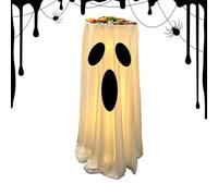 Candy Holder - Fabric Ghost Bowl Display | 80x30cm Halloween LED Decor, Fabric Ghost Decoration, Holiday Ornament, Standing Treat Container Designed For Seasonal Party Decoration Festive Entry Display