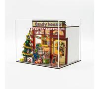 Candy House DIY Cottage - Decoración temática de cuento de hadas hecha a mano con bombilla LED, regla de látex blanco mediano