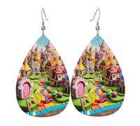 Candy Land 2 - Pendientes de cuero para mujer, aretes de lágrima, aretes de cuero de moda, regalos de joyería para mamá, esposa, hijas