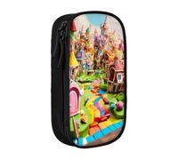 Candy Land - Estuche práctico con múltiples compartimentos, para oficina, viajes, escuela, arte, suministros diarios, Black, Talla única, Bolsillo para el paquete