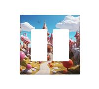 Candy land - Placa de pared decorativa para interruptor de luz, cubierta de enchufe de 2 bandas, placa de interruptor eléctrico, cubierta de placa frontal termoplástica para dispositivo decorativo