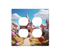 Candy land - Placa de pared decorativa para interruptor de luz, cubierta de enchufe de 2 bandas, placa de interruptor eléctrico, cubierta de placa frontal termoplástica para dispositivo decorativo