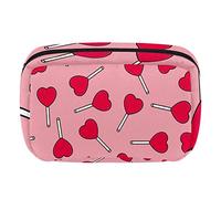 Candy Love Pattern Pink Travel Bolsa de maquillaje personalizada bolsa de cosméticos bolsa de aseo para mujeres y niñas, Varios colores, 17.5x7x10.5cm/6.9x4.1x2.8in