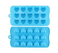 Candy Molds & Ice Cube Trays with Bonus 3 Droppers - Hearts, Stars & Shells Silicone Chocolate Moldblueyellowgreen