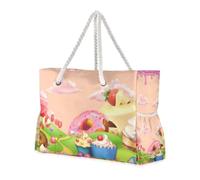 Candy Peach Kingdom Girl - Bolsa de mano resistente grande con bolsillos laterales, bolsa de viaje portátil, artículos esenciales de viaje, regalos de playa, regalos de cumpleaños para mujeres