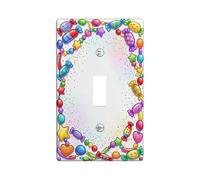 Candy - Placa de cubierta de interruptor de luz individual, diseño festivo de estrella y corazón, multicolor de plástico, tamaño estándar, placa decorativa para el hogar, sala de estar, dormitorio