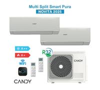 Candy Pura CY2T14 + 2xCY09 Aire Acondicionado Dual Split 2x9000Btu 2x2,6kw WiFi