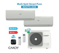 Candy Pura CY2T14AOUT + CY09RAIN + CY09RAIN Kit Aire Acondicionado 2025 Dual Split 9000+9000Btu WiFi A++/A+ Inverter R32