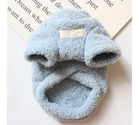 Candy Solid Cat Sweaters, Double Layer Fleece Dog Sweater, Soft and Warm Puppy Coat with Leash Ring(Blue,Large)