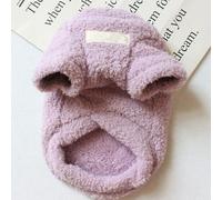 Candy Solid Cat Sweaters, Double Layer Fleece Dog Sweater, Soft and Warm Puppy Coat with Leash Ring(Purple,Small)