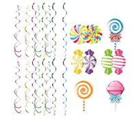 Candy Swirl Ornaments - 48 Pieces Swirl Lollipop Colorful Ornaments,Candy Themed Party Decorations - for Bedroom Home Office Bathroom Gate Halloween Holiday Party Apartment Indoor Daily