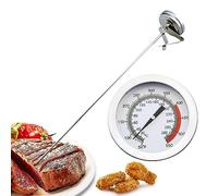 Candy - Termómetro para freír profundamente con clip para olla, termómetros de carne de lectura instantánea para asar, termómetro de esfera larga de acero inoxidable de 15 pulgadas para cocinar