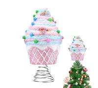 Candy Tree Topper | Pastel Decor For Christmas Top | Cute Dessert Cupcake Ornaments For Holiday Seasonal Party; Sweet Shop Theme Decoration, Pink Mint Blue Macaron Whimsical Figurine