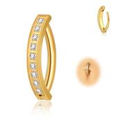 Candyfancy 14G Clicker Piercing para el ombligo de titanio, antialérgico, negro, 10 mm/12 mm, circonitas, para ombligo, para hombre y mujer, 13mm, Circonia cúbica, Circonia cúbica