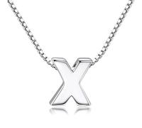 Candyfancy Collar de Mujer de Plata de Ley 925 Pequeñas Iniciales Collar con Colgante Letras A-Z para Mujer Hombre Pareja 45 cm(Letra X Collar)