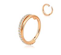 Candyfancy G23 - Anillo de titanio para nariz, cartílago de hélice, circonita cúbica, aro de doble torsión, aro de segmento con bisagras, joyería para mujeres y hombres, 8/10/12 mm, 10MM, Titanio