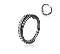 Candyfancy G23 - Anillo de titanio para nariz, cartílago de hélice, circonita cúbica, aro de doble torsión, aro de segmento con bisagras, joyería para mujeres y hombres, 8/10/12 mm, 12MM, Titanio