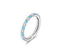 Candyfancy G23 - Piercing de nariz de titanio de 16 g, para cartílago, para mujeres y hombres, ópalo turquesa, circonita cúbica, doble bisagra, segmento para tabique, labio, nariz, joyería, Titanio