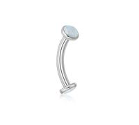Candyfancy G23 Piercing de titanio curvo de 16 g, para cejas, labio, labio, ojos de serpiente, lengua, ópalo plateado, 6 mm, 8 mm, 10 mm, plátano, 10mm, Circonia cúbica
