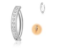 Candyfancy Piercing de ombligo de 14G con clic, titanio antialérgico, piercing de ombligo negro, 10mm/12mm, con zirconia, piercing de ombligo, piercing de abdomen, joyería corporal para mujeres y