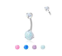 Candyfancy Piercing para el ombligo 14G G23 titanio 6/8/10/12/14 mm con ópalo hipoalergénico para el ombligo para hombre y mujer, 12mm, Titanio
