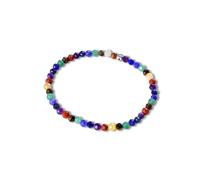 Candyfancy Pulsera de piedras preciosas con 4 mm de plata de ley 925 perlas de piedra natural auténtica para mujer, piedras naturales de chakra auténticas, longitud 18 cm