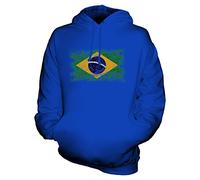 Candymix - Sudadera unisex con capucha para hombre y mujer con bandera envejecida de Brasil, azul real, M