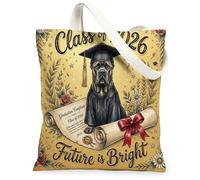 Cane Corso Dog Congrats Grad - Bolsa de lona para ir de compras, 13 x 15 pulgadas, bolsa de comestibles reutilizable para diploma de graduación, para mujeres, clase de 2026, pintura estética de playa