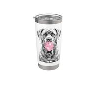 Cane Corso Dog soplando chicle rosa Vaso térmico de acero inoxidable de doble pared