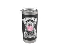 Cane Corso Dog soplando chicle rosa Vaso térmico de acero inoxidable de doble pared