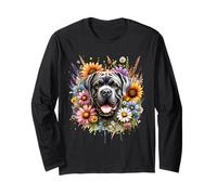 Cane Corso Dog Summer Wildflowers Daisies Obra de arte Manga Larga